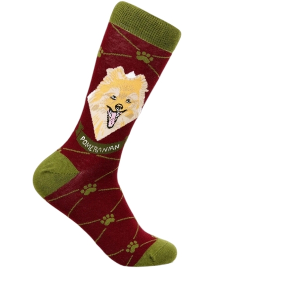 Pomeranian Pup Paw Argyle Unisex Socks NWT - Picture 1 of 9